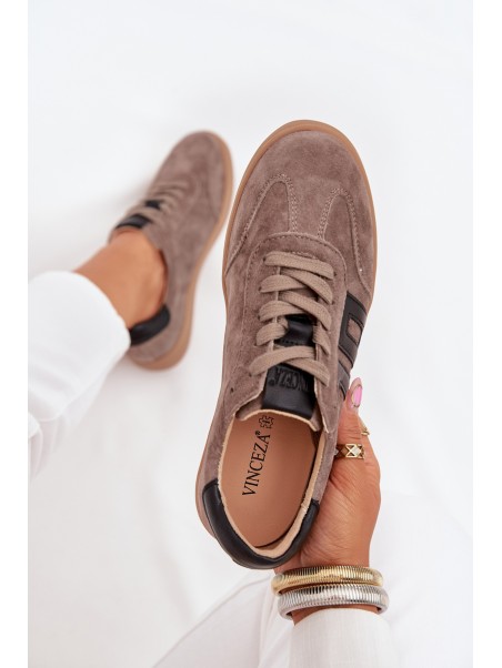 Women's Suede Sneakers Vinceza 79557 Dark Beige