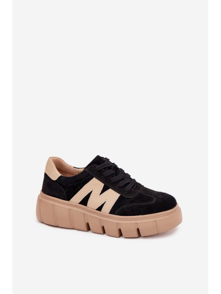 Women's Suede Platform Sneakers Vinceza 79561 Black
