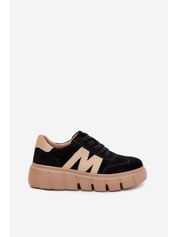 Women's Suede Platform Sneakers Vinceza 79561 Black