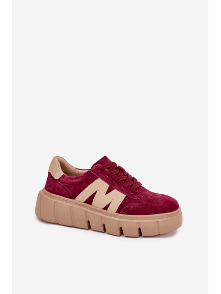Suede Women's Sneakers On Platform Vinceza 79561 Burgundy