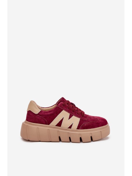 Suede Women's Sneakers On Platform Vinceza 79561 Burgundy