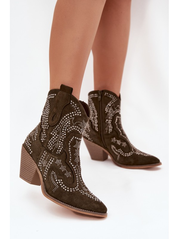 Insulated Women Cowboy Boots With Decoration Dark Green Lelira Insulated Women Cowboy Boots With Decoration Dark Green Lelira