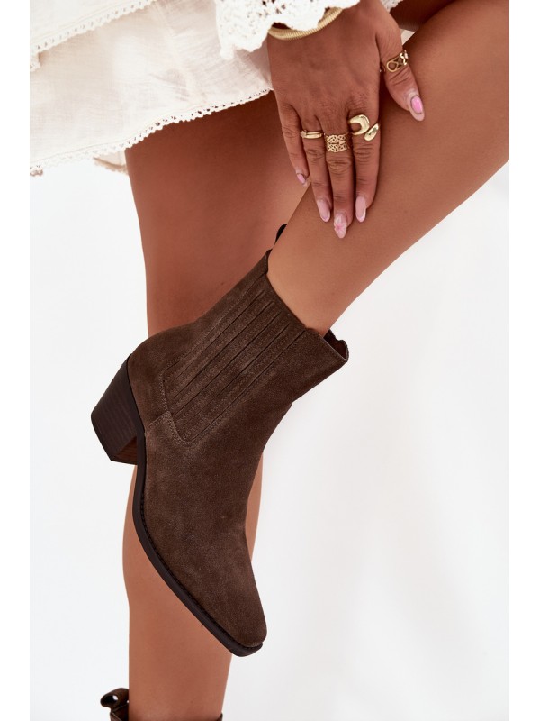 Women's Suede Ankle Boots With Heel Insulated Khaki Arelia 2