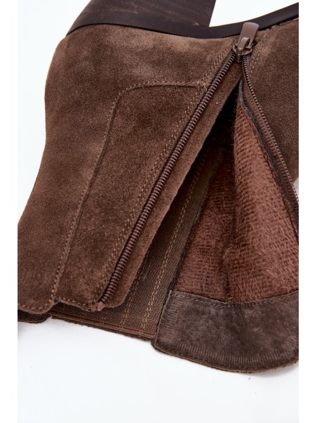 Women's Suede Ankle Boots With Heel Insulated Khaki Arelia