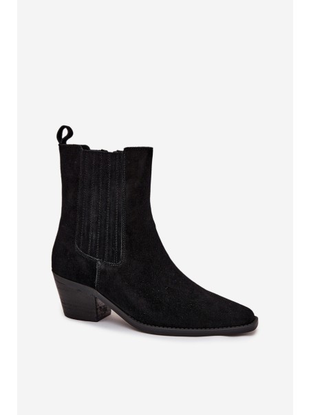 Women's Suede Ankle Boots With Heel Insulated Black Arelia