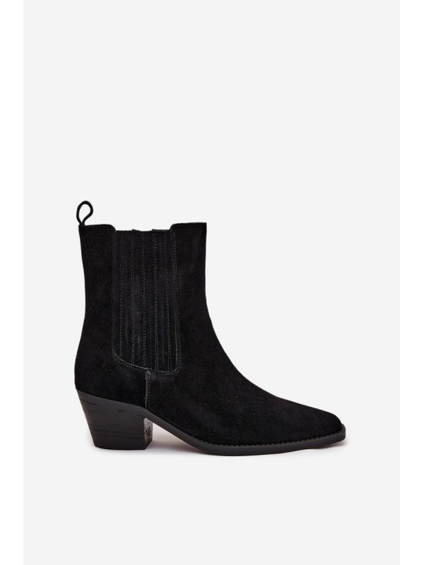 Women's Suede Ankle Boots With Heel Insulated Black Arelia