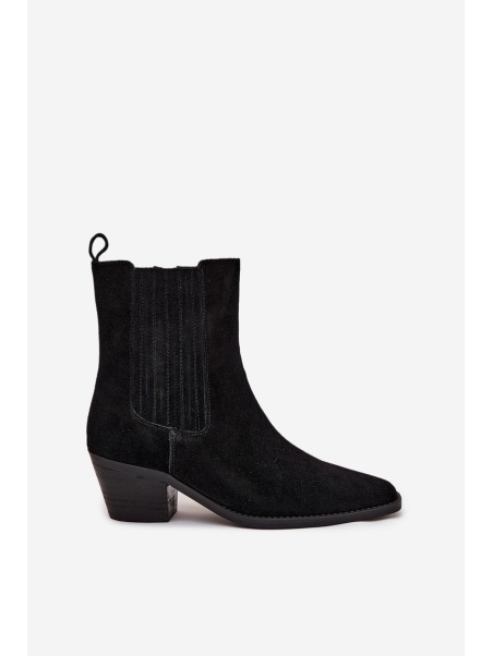 Women's Suede Ankle Boots With Heel Insulated Black Arelia