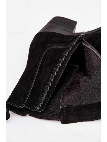 Women's Suede Ankle Boots With Heel Insulated Black Arelia