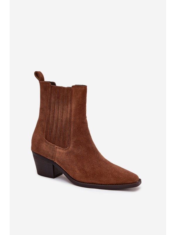 Suede Women's Ankle Boots On Heels Insulated Camel Arelia