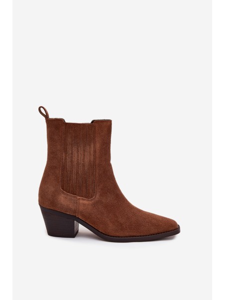 Suede Women's Ankle Boots On Heels Insulated Camel Arelia