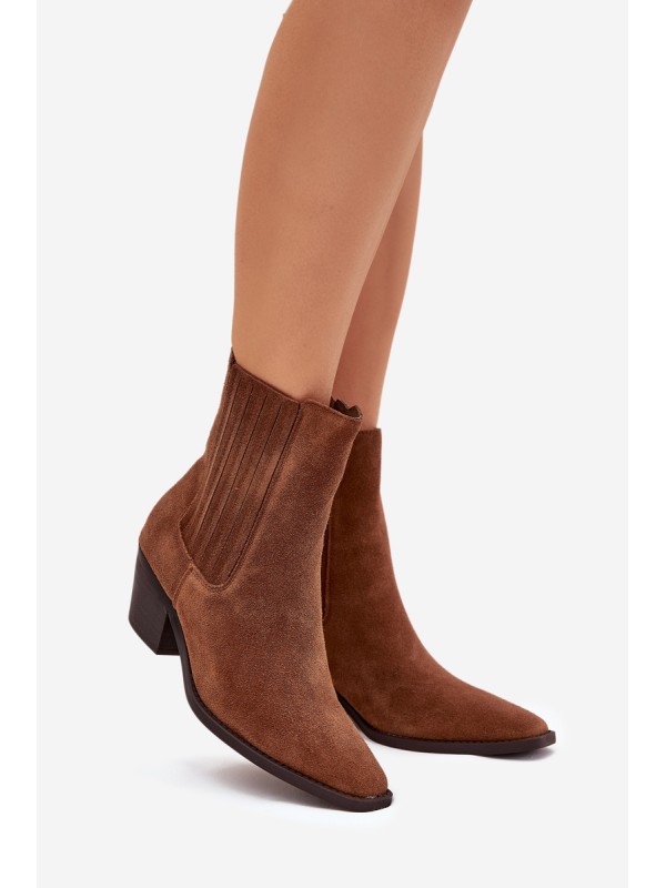 Suede Women's Ankle Boots On Heels Insulated Camel Arelia