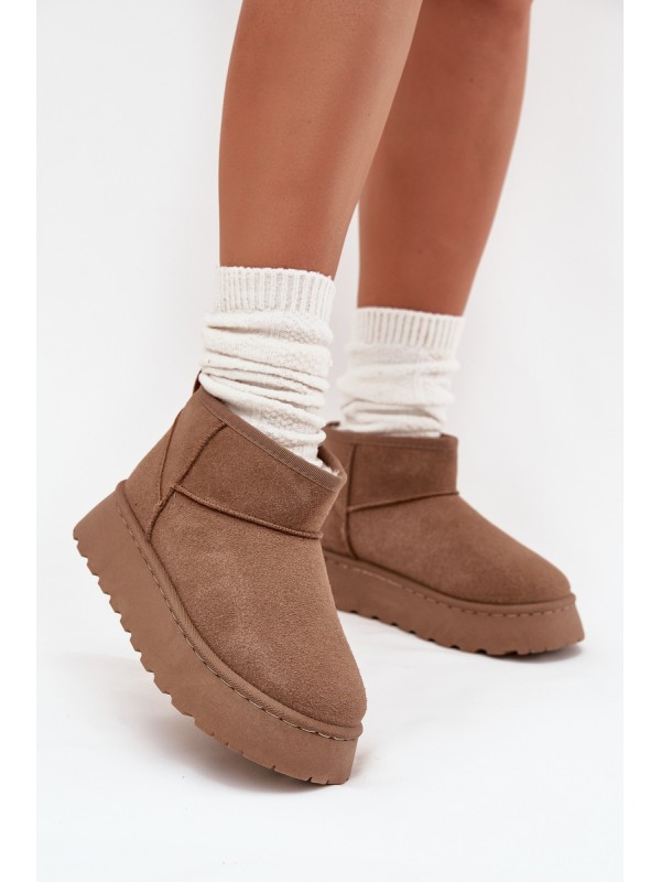 Women's Snow Boots On Platform Insulated With Fur Khaki Vesirae