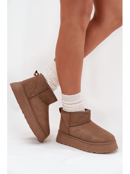 Women's Snow Boots On Platform Insulated With Fur Khaki Vesirae