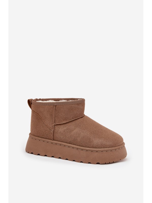 Women's Snow Boots On Platform Insulated With Fur Khaki Vesirae