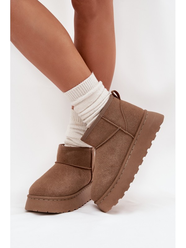 Women's Snow Boots On Platform Insulated With Fur Khaki Vesirae