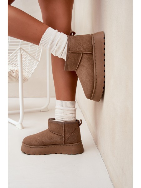 Women's Snow Boots On Platform Insulated With Fur Khaki Vesirae