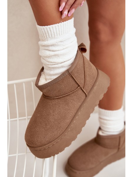 Women's Snow Boots On Platform Insulated With Fur Khaki Vesirae