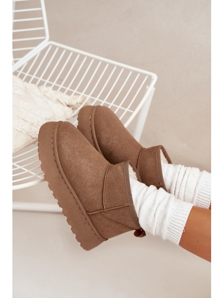 Women's Snow Boots On Platform Insulated With Fur Khaki Vesirae