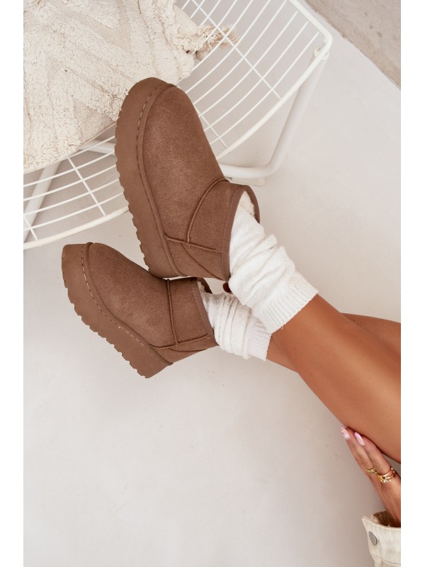 Women's Snow Boots On Platform Insulated With Fur Khaki Vesirae