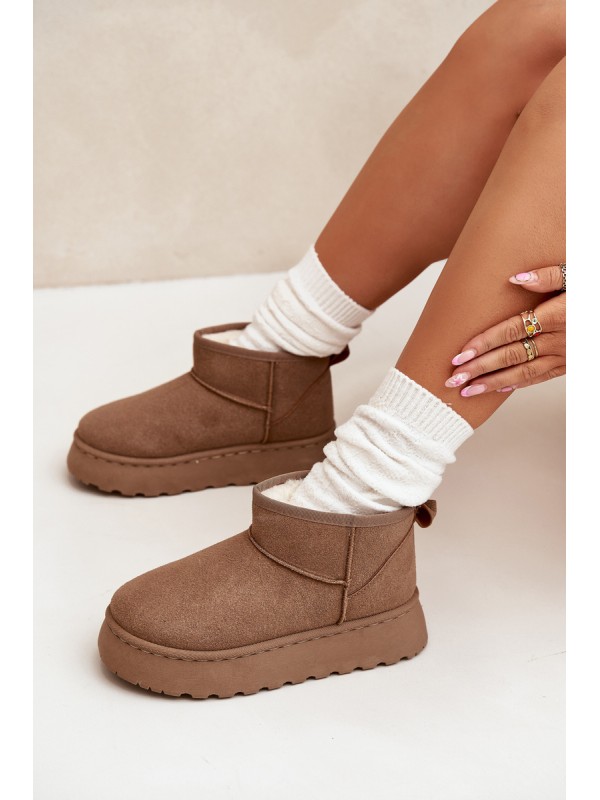 Women's Snow Boots On Platform Insulated With Fur Khaki Vesirae