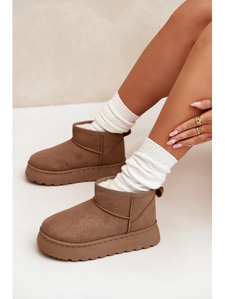 Women's Snow Boots On Platform Insulated With Fur Khaki Vesirae