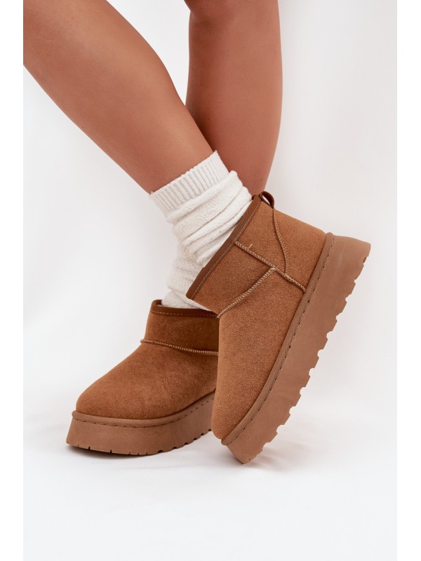 Women's Snow Boots On Platform Insulated With Fur Camel Vesirae