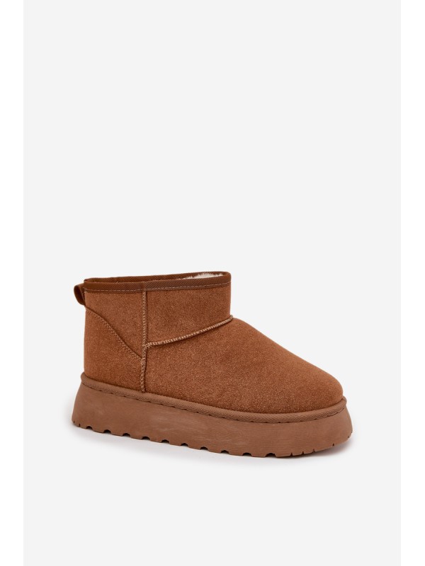 Women's Snow Boots On Platform Insulated With Fur Camel Vesirae
