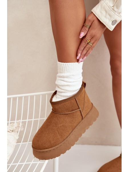 Women's Snow Boots On Platform Insulated With Fur Camel Vesirae