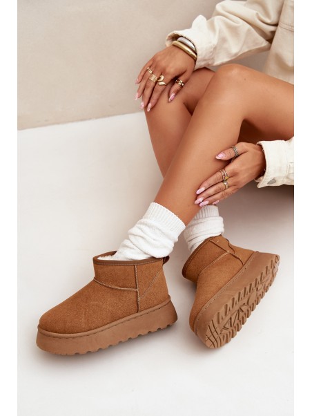 Women's Snow Boots On Platform Insulated With Fur Camel Vesirae