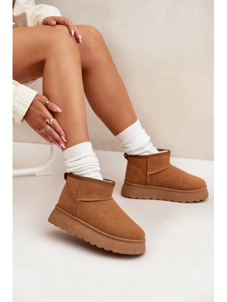 Women's Snow Boots On Platform Insulated With Fur Camel Vesirae