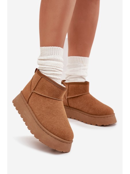 Women's Snow Boots On Platform Insulated With Fur Camel Vesirae