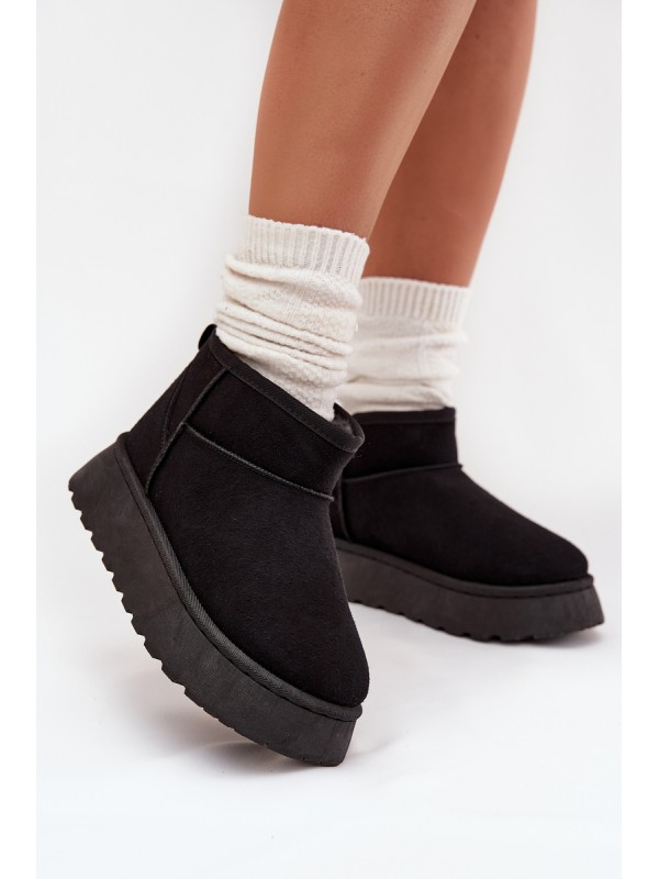 Women's Snow Boots On Platform Insulated With Fur Black Vesirae