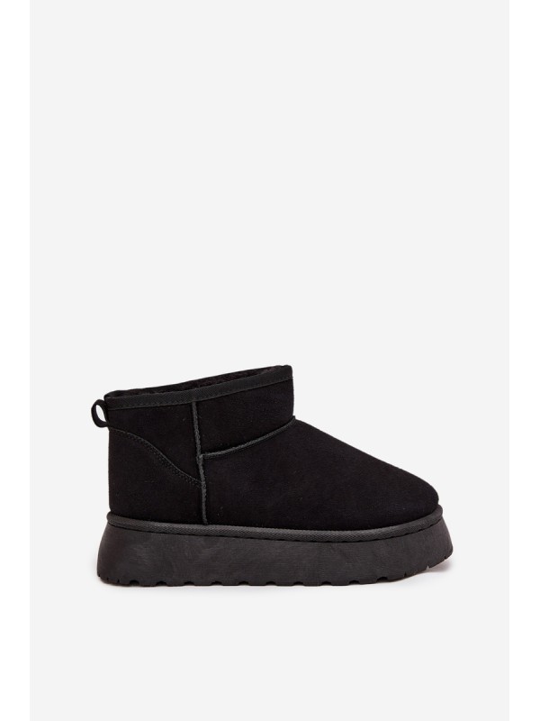 Women's Snow Boots On Platform Insulated With Fur Black Vesirae