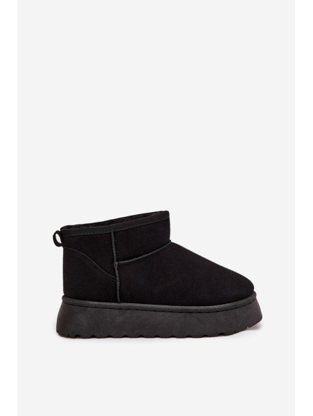 Women's Snow Boots On Platform Insulated With Fur Black Vesirae