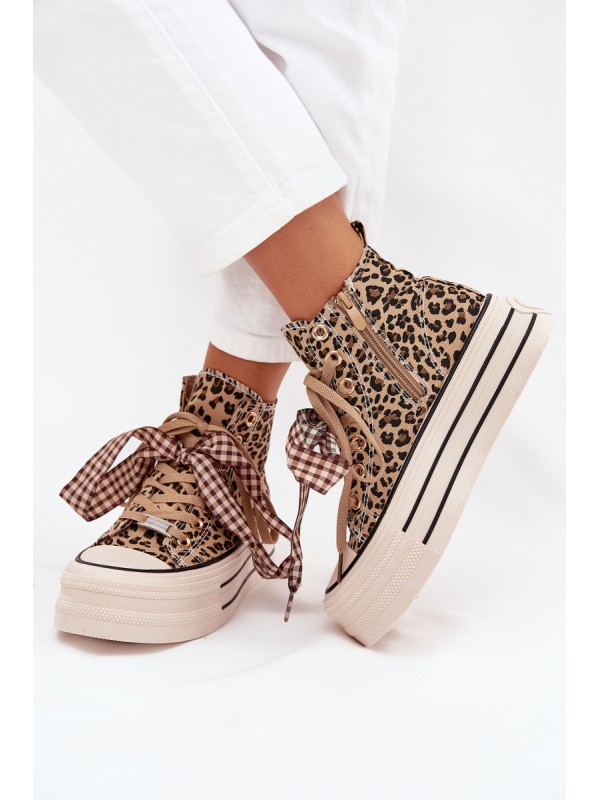 Women's Sneakers With Ribbon And Zipper On Platform Panther Mavara 2