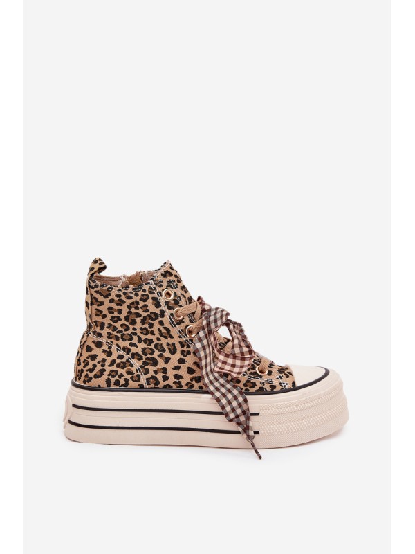 Women's Sneakers With Ribbon And Zipper On Platform Panther Mavara