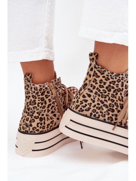Women's Sneakers With Ribbon And Zipper On Platform Panther Mavara