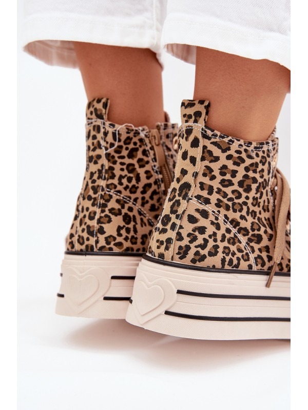 Women's Sneakers With Ribbon And Zipper On Platform Panther Mavara