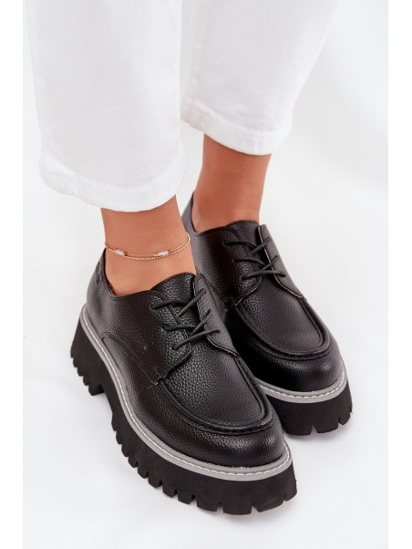 Ladies Lace-Up Moccasins Big Star NN274052 Black