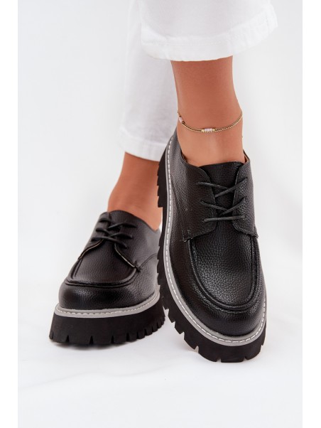 Ladies Lace-Up Moccasins Big Star NN274052 Black