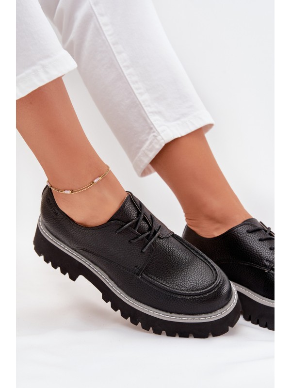 Ladies Lace-Up Moccasins Big Star NN274052 Black