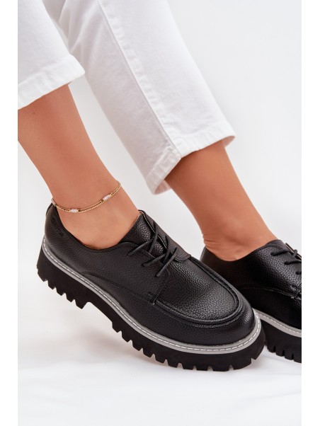 Ladies Lace-Up Moccasins Big Star NN274052 Black