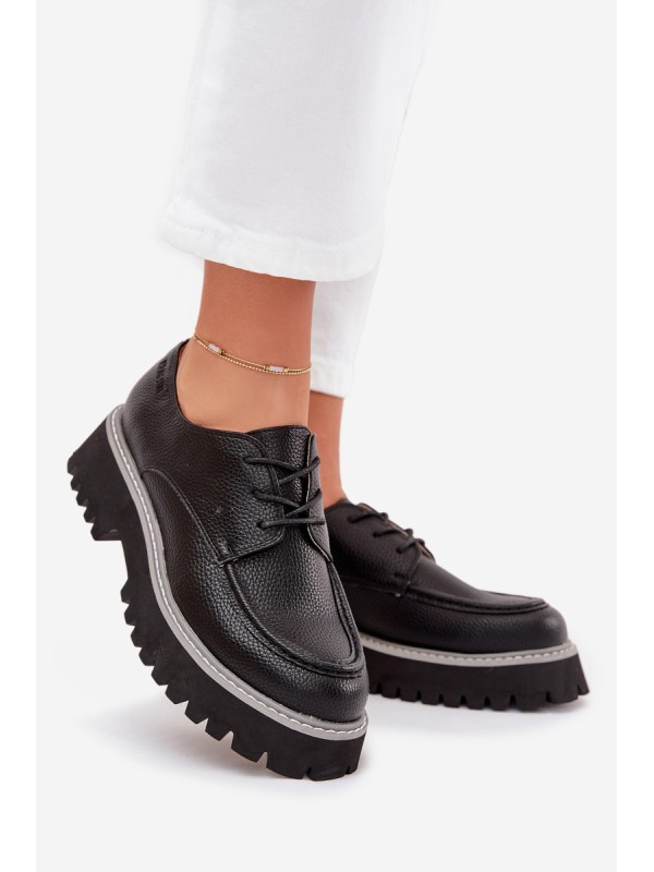 Ladies Lace-Up Moccasins Big Star NN274052 Black