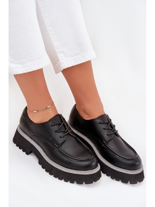 Ladies Lace-Up Moccasins Big Star NN274052 Black
