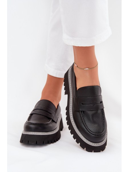 Women's Platform And Flat Heeled Moccasins Big Star NN274049 Black