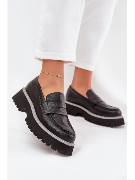 Women's Platform And Flat Heeled Moccasins Big Star NN274049 Black