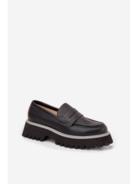 Women's Platform And Flat Heeled Moccasins Big Star NN274049 Black