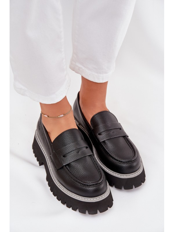 Women's Platform And Flat Heeled Moccasins Big Star NN274049 Black