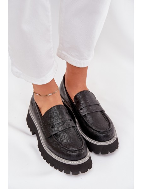 Women's Platform And Flat Heeled Moccasins Big Star NN274049 Black