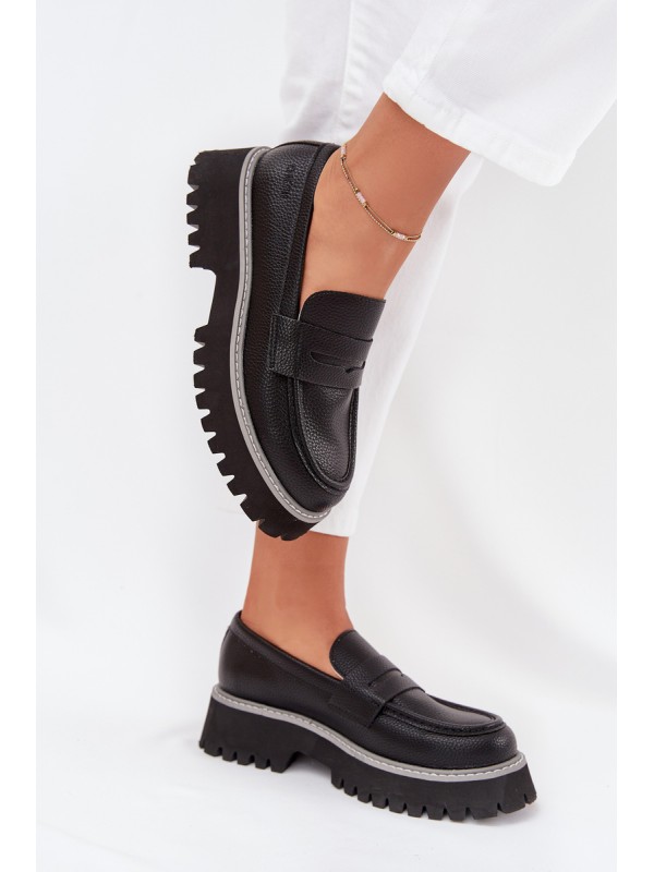Women's Platform And Flat Heeled Moccasins Big Star NN274049 Black